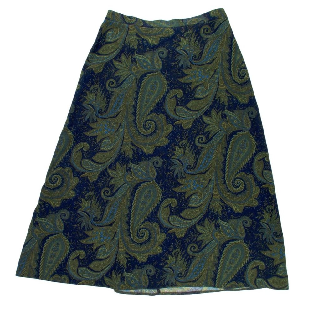 A-line Maxi Skirt | Navy Paisley | Size 10 | K Studio